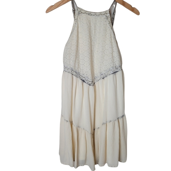 EARTHBOUND Dresses & Skirts - Earthbound Eyelet Mini Dress Cream and Blue Size Small